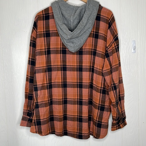 BKE Hooded Boyfriend Flannel Shirt XL - Picture 4 of 7